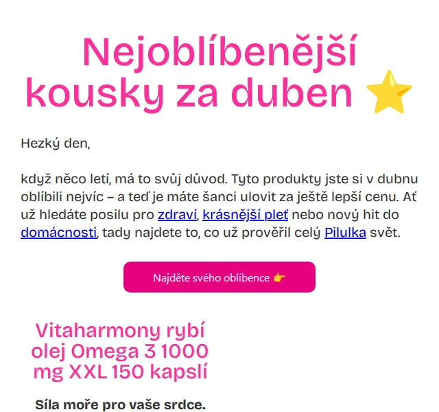 Pilulka.cz: 10 bestsellerů dubna – Omega 3, Ariel, Reflex, Biosil | červen 2026 | Nuslet.cz