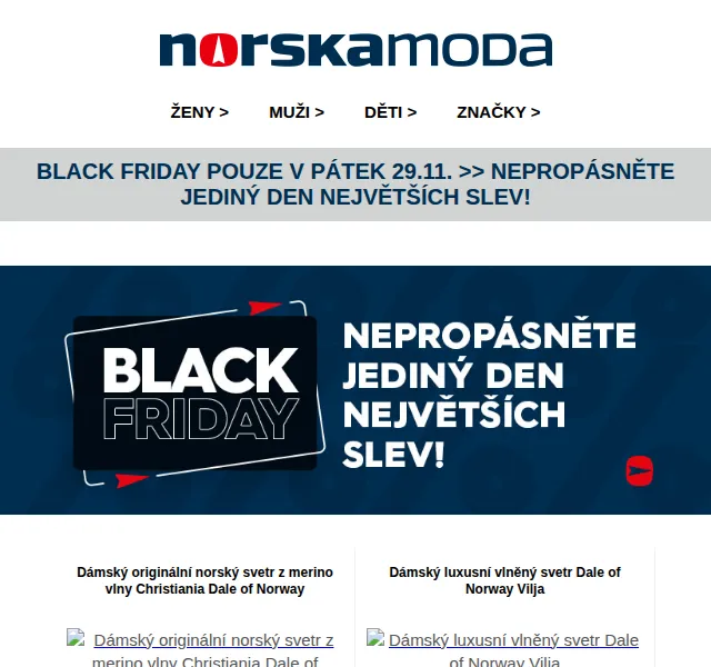 Norskamoda: Black Friday slevy až 50 % – listopad 2024 | Nuslet.cz