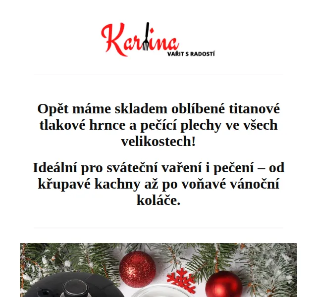 Karlina CZ: Titanové tlakové hrnce a plechy – červen 2026 | Nuslet.cz