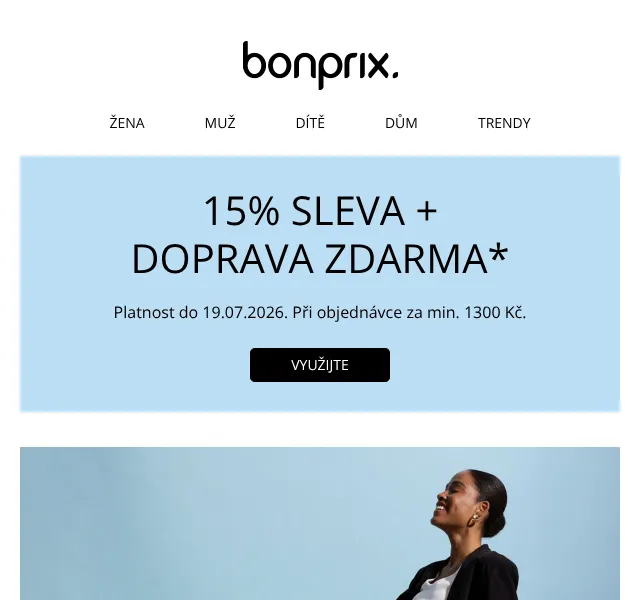 Bonprix: -15 % a doprava zdarma na denim – červenec 2026