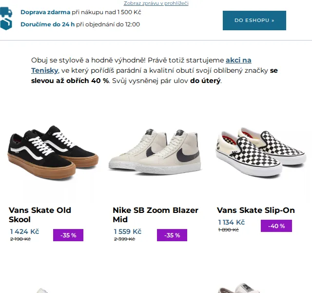SNOWBOARD ZEZULA: Tenisky Vans, Nike, DC se slevou až 40 % – červen 2026 | Nuslet.cz