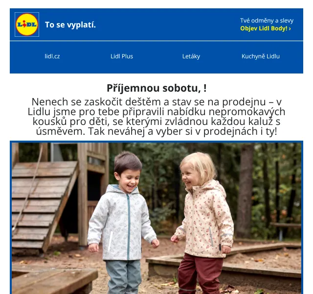 Lidl: Nepromokavé oblečení dětem -37% – září 2026