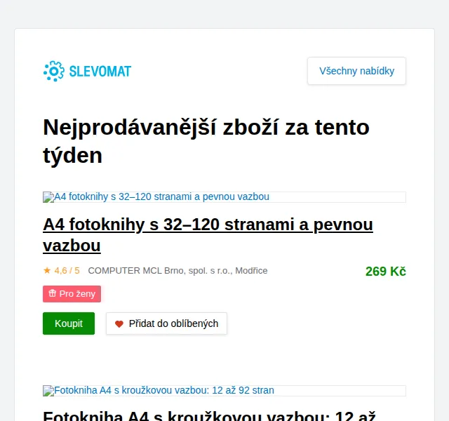 Slevomat: Fotoknihy A4 od 79 Kč – červen 2026 | Nuslet.cz