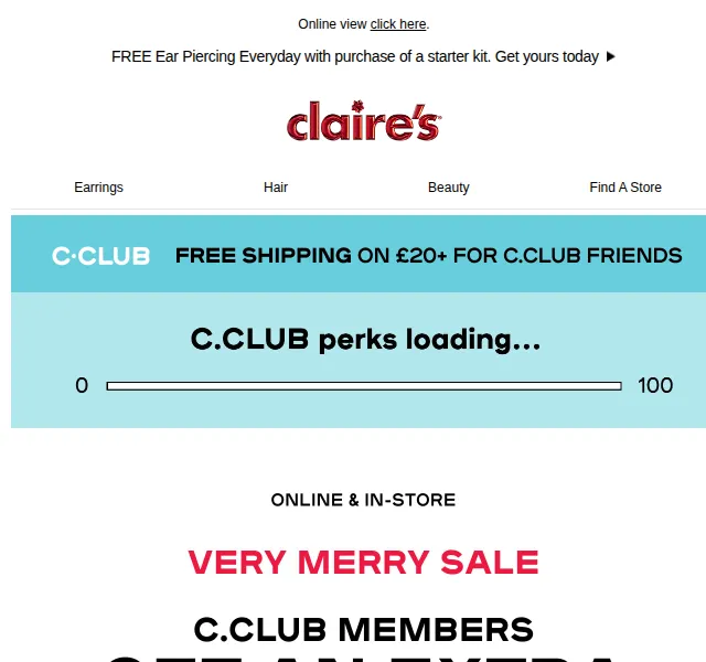 Claire's: extra 20% pro členy C.CLUB – červen 2026 | Nuslet.cz
