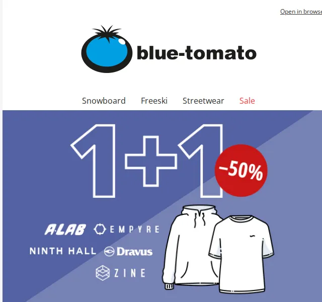 BLUE TOMATO: 50% sleva na druhý kousek – červen 2026 | Nuslet.cz