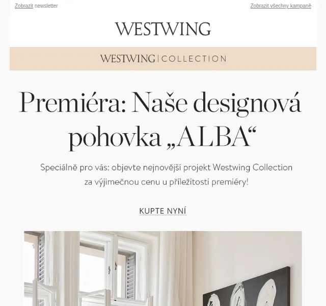 Westwing: pohovka Alba od Westwing Collection – červen 2026 | Nuslet.cz