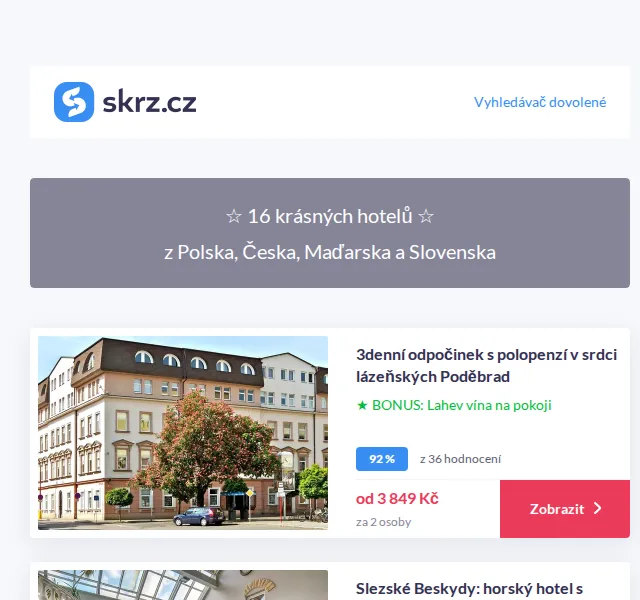Vánoce na Skrz: TOP 16 hotelů v ČR a okolí – červen 2026 | Nuslet.cz