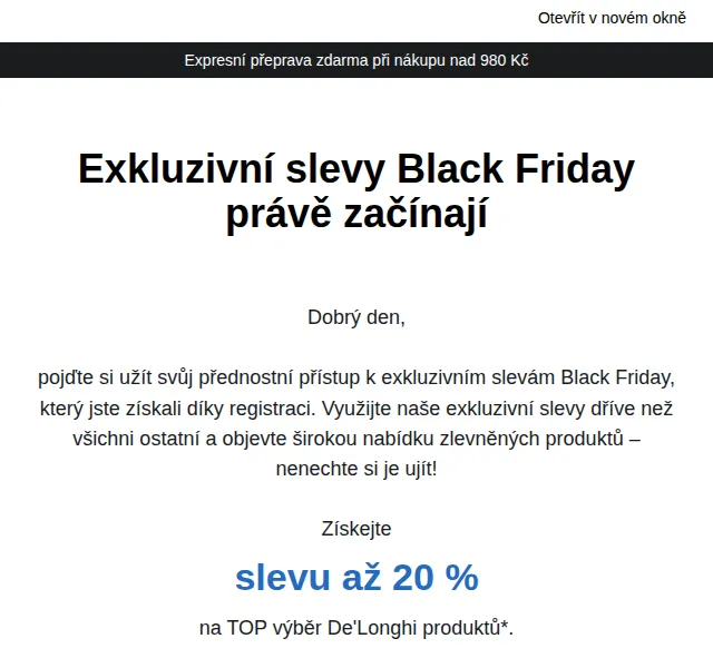 De'Longhi: slevy až 20 % na Black Friday – červen 2026 | Nuslet.cz