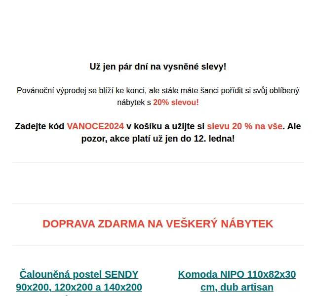 Postel.cz: Povánoční výprodej 20 % na vše – červen 2025 | Nuslet.cz