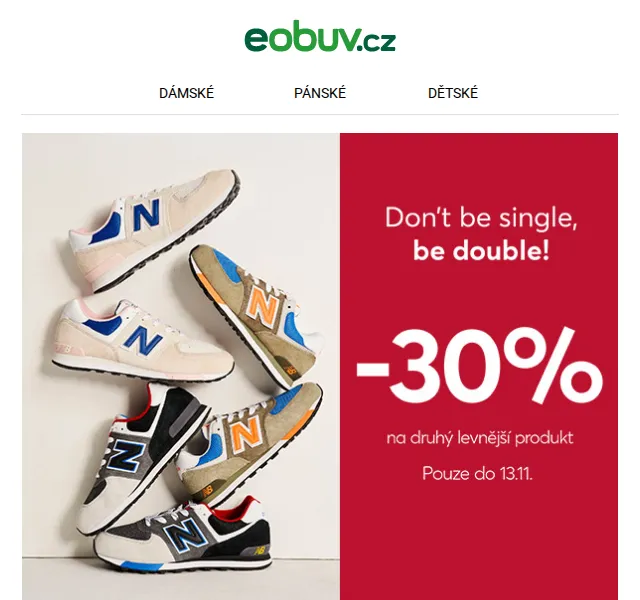 eobuv.cz: Singles Days sleva na druhý produkt – červen 2026 | Nuslet.cz
