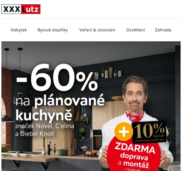XXXLutz: Kuchyně se slevou 60 % + doprava zdarma – květen 2026 | Nuslet.cz