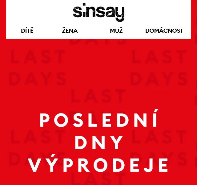 Sinsay: Výprodej až -60 % – červen 2026 | Nuslet.cz