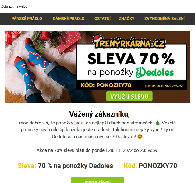 Lukáš z Trenýrkárna.cz: Sleva 70 % na Dedoles ponožky – červen 2026 | Nuslet.cz