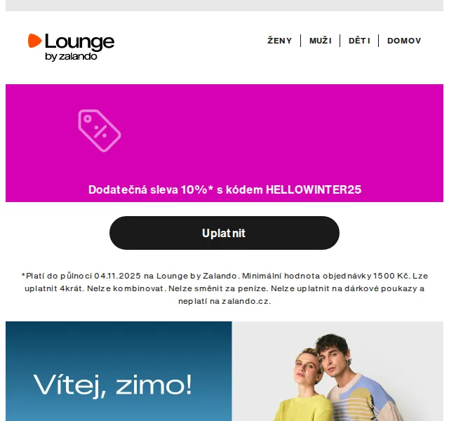 Lounge by Zalando: sleva až 75 % na BOSS, Nike – duben 2026