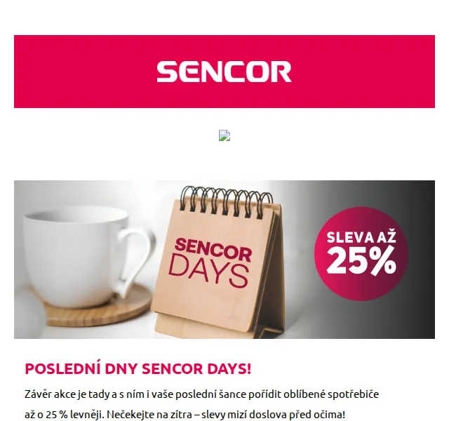 Sencor: Slevy až 25 % v akci Sencor Days – červenec 2026 | Nuslet.cz