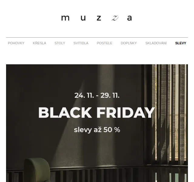 MUZZA: Black Friday slevy až 50 % – červen 2026 | Nuslet.cz