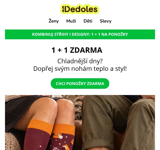 Dedoles.cz: 1+1 ponožky zdarma – říjen 2026