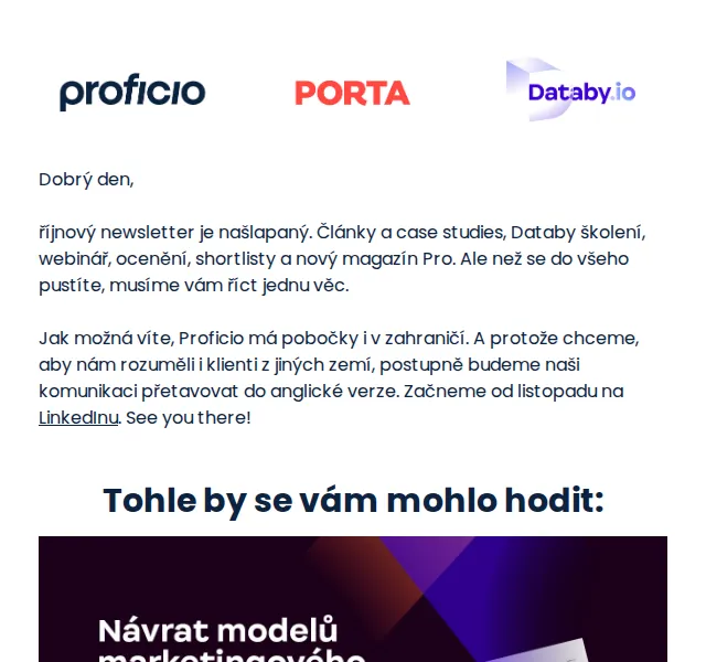 PROFICIO tým: marketingová inspirace – červen 2026 | Nuslet.cz