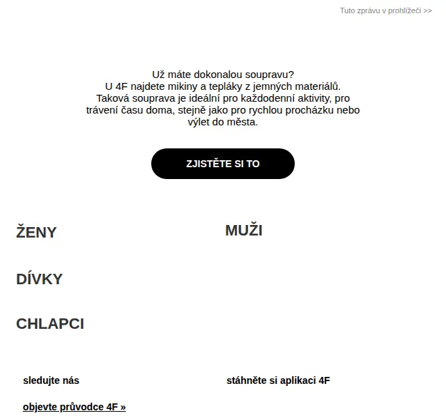4Fstore: Soupravy tepláků a mikin – červen 2026 | Nuslet.cz