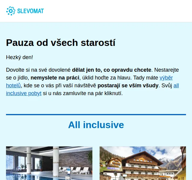 Slevomat: All inclusive pobyty s wellness – červen 2026 | Nuslet.cz