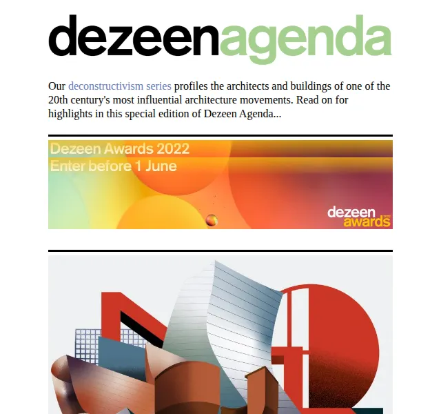Dezeen Daily: Průvodce dekonstruktivismem – červen 2026 | Nuslet.cz