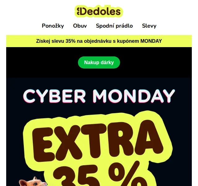 Dedoles: Sleva 35 % na ponožky a prádlo – Cyber Monday červen 2026 | Nuslet.cz