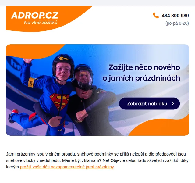 Adrop.cz: Zážitkové dárky pro děti od 605 Kč – červen 2026 | Nuslet.cz