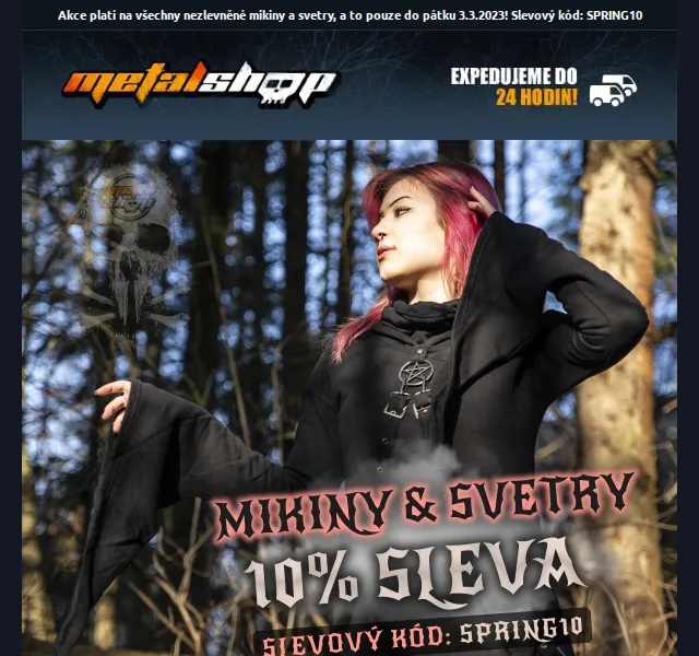 METALSHOP: 10% sleva na mikiny a svetry – červen 2026 | Nuslet.cz