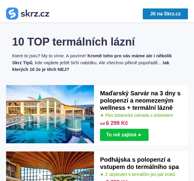 Skrz: 8denní termály od 4 269 Kč – červen 2026 | Nuslet.cz