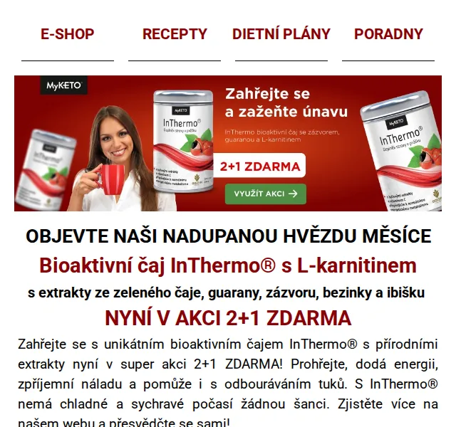 MyKETO: InThermo® čaj 2+1 zdarma – červenec 2026 | Nuslet.cz
