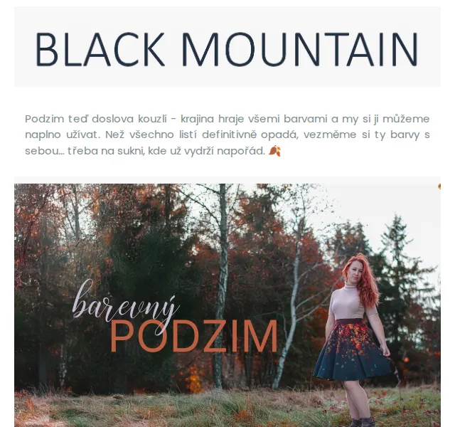 Black Mountain: podzimní sukně a nákrčníky – červen 2026 | Nuslet.cz