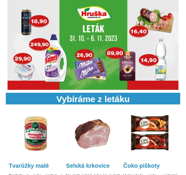Váš HRUŠKA tým: Olomoucké tvarůžky 29,90 Kč – červenec 2026 | Nuslet.cz