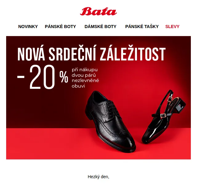 Baťa: -20 % při nákupu dvou párů z nové kolekce – červen 2026 | Nuslet.cz