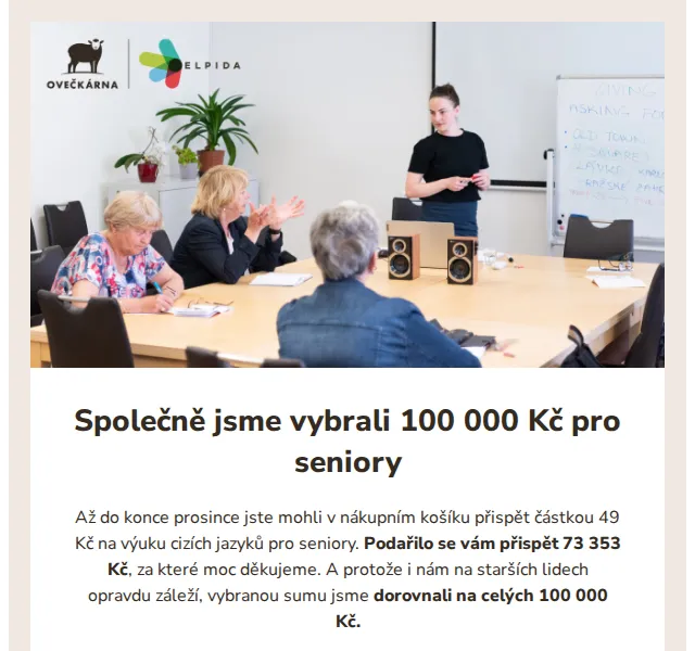 Ovečkárna: 100 000 Kč pro seniory – červen 2026 | Nuslet.cz