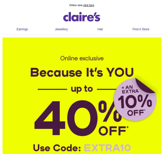 Claire's: extra 10% sleva na vše – červenec 2026 | Nuslet.cz