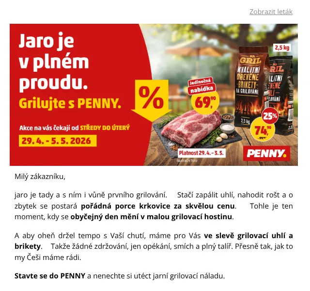 Penny: Gril a sleva až 62 % – duben 2026 | Nuslet.cz