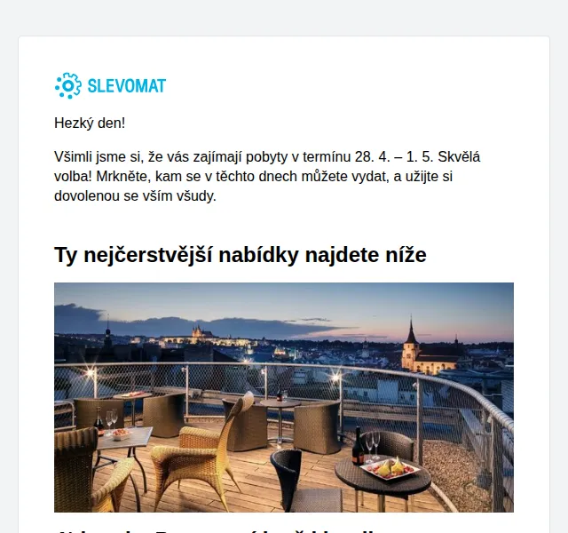 Slevomat: Pobyty v termínu 28. 4. – 1. 5. - červen 2026 | Nuslet.cz