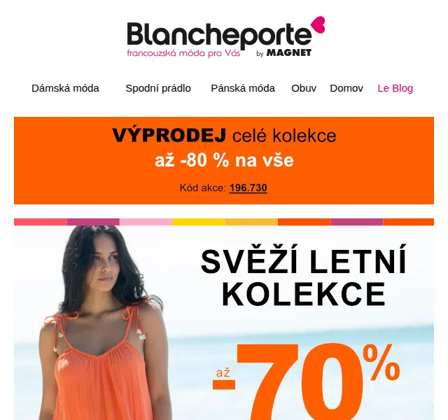 Blancheporte: Letní výprodej až -80 % – červen 2026 | Nuslet.cz