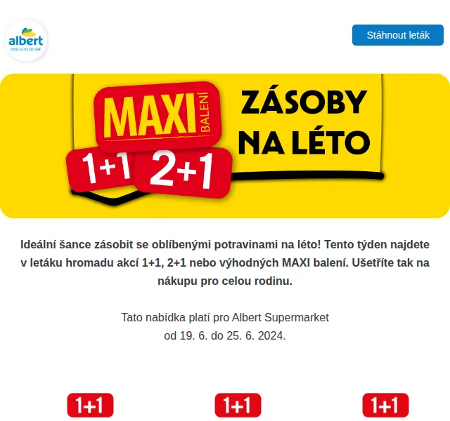 Albert: Akce 1+1 a MAXI balení – červenec 2026 | Nuslet.cz