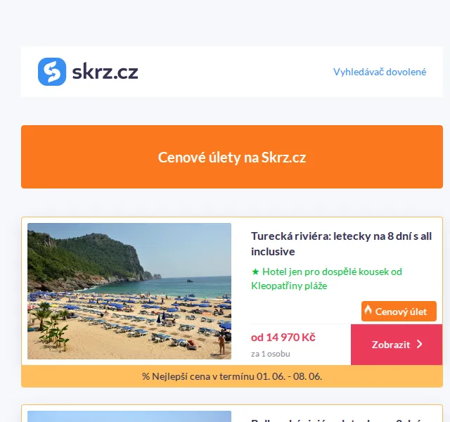 Skrz: Týden u moře už od 3 792 Kč – červen 2026 | Nuslet.cz