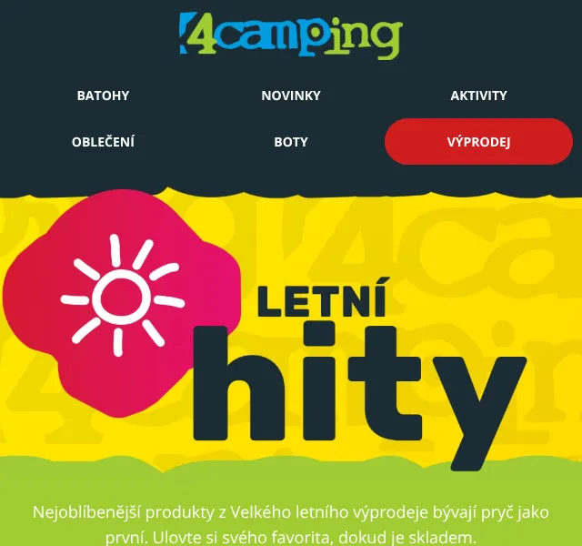 4camping.cz: Letní výprodej až -56 % – červenec 2026