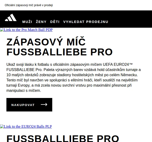 Adidas: Oficiální míč UEFA EURO24™ – červen 2026 | Nuslet.cz