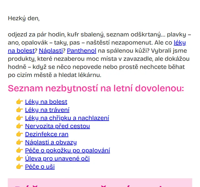 Pilulka: Léky a péče na dovolenou – červenec 2026 | Nuslet.cz
