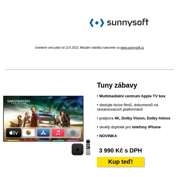 Sunnysoft.cz: Apple TV 4K, JBL Xtreme 3 a batohy – červenec 2026 | Nuslet.cz