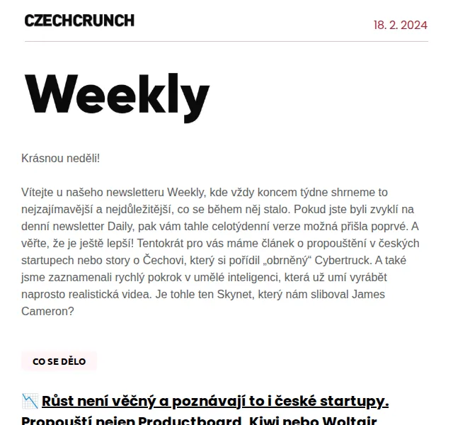 CzechCrunch: Přehled týdne – únor 2024 | Nuslet.cz