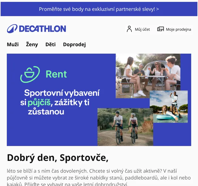 Decathlon: půjčovna vybavení na léto – slevy od 160 Kč | Nuslet