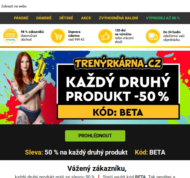 Trenýrkárna: 50% na každý druhý produkt – červen 2026 | Nuslet.cz