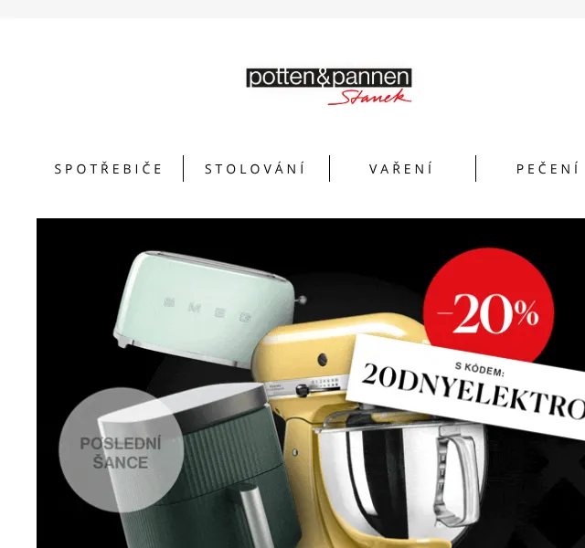 Potten & Pannen: 20% sleva na SMEG, KitchenAid – květen 2026