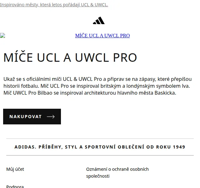 adidas: oficiální míče UCL & UWCL Pro – červenec 2026 | Nuslet.cz