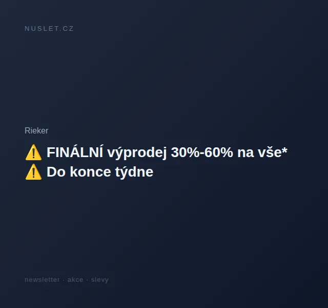 Rieker: Finální výprodej 30%-60% na vše – červen 2026 | Nuslet.cz